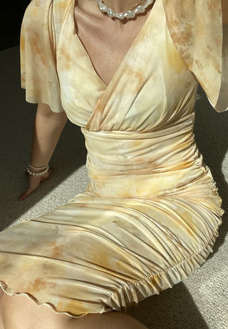 Butterfly Sleeve Mesh Ankle Dress