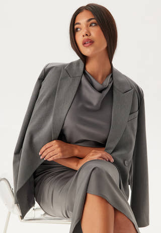 Cowl Neck Satin Midi Dress