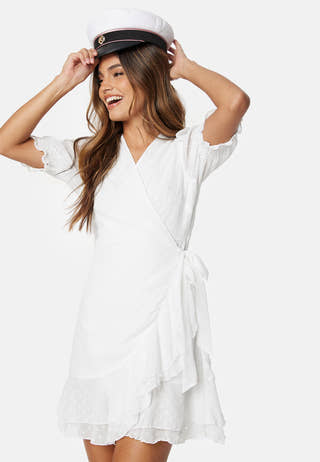 Dotted S/S wrap dress