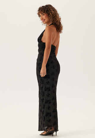 Flocked Halterneck Stretch Gown