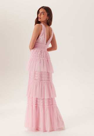 Frill Dotted Tulle Gown