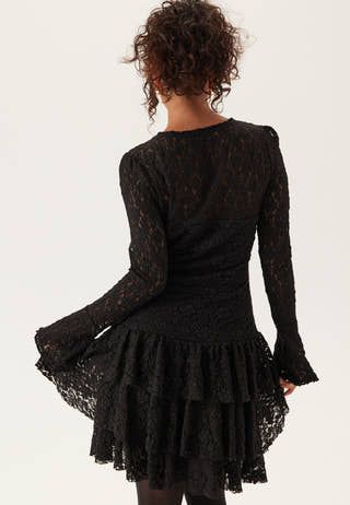 Frill Lace Long Sleeve Short Dress