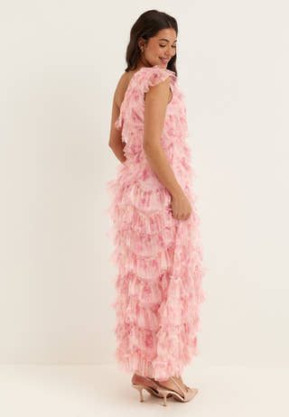 Frill Mesh Maxi Dress