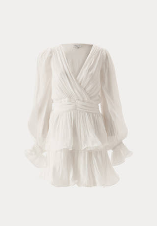 Frilled Balloon Sleeve Short Flounce Dress