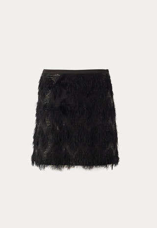 Fringe Sequin Mini Skirt