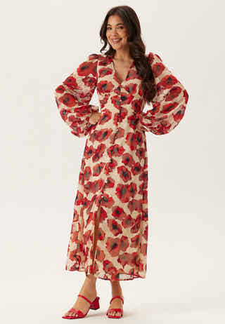 Jacquard Chiffon Midi Dress