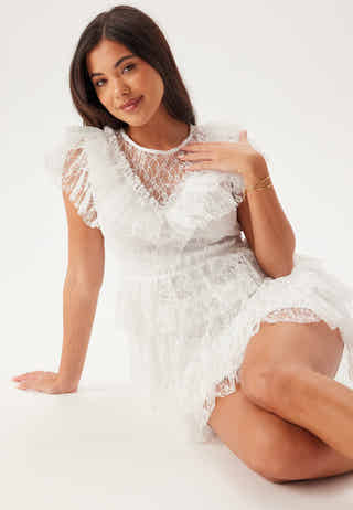 Lace Frill Short Dress
