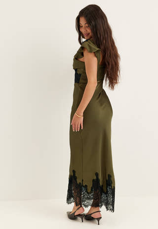 Lace Satin Maxi Dress