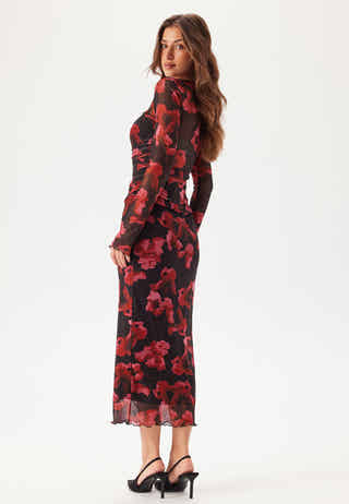 Mesh Ruched Ankle Dress