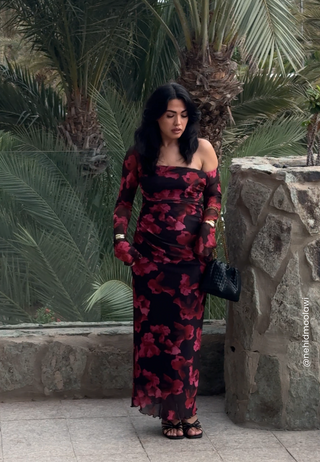 Mesh Ruched Ankle Dress