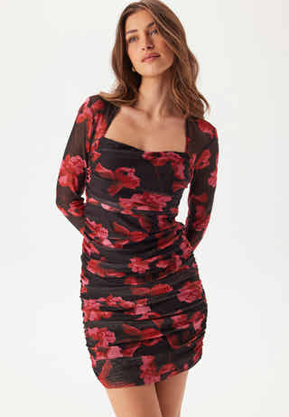 Mesh Ruched Short Dress