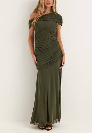 Off Shoulder Mesh Gown