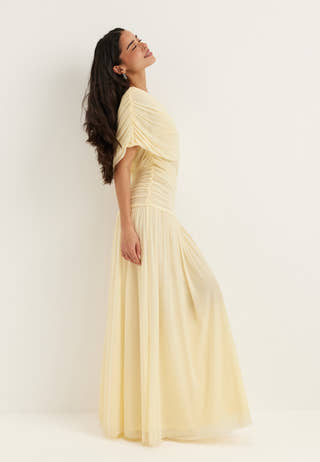 Off Shoulder Mesh Maxi Dress