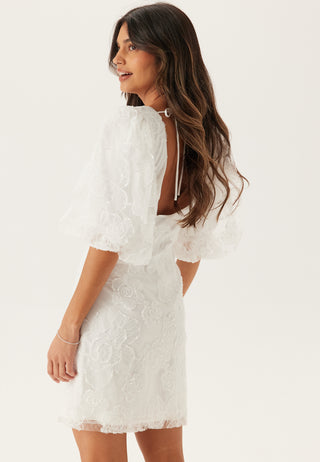 Puff Sleeve Embroidered Dress