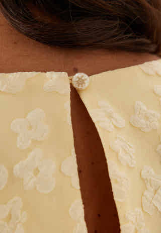 Puff Sleeve Jacquard Midi Dress