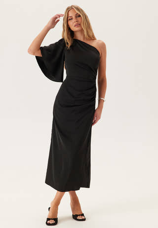 Ruched One Shoulder Midi Dress