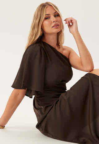 Ruched One Shoulder Midi Dress