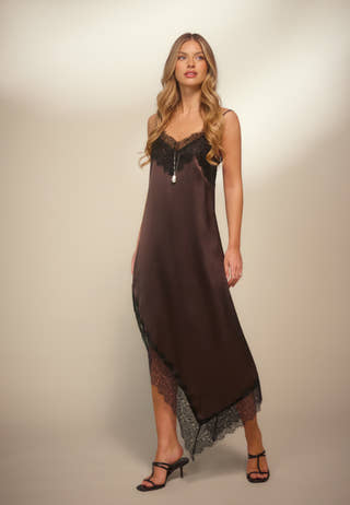 Satin Lace Slip Dress