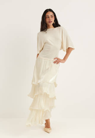 Shimmer Flounce Maxi Skirt