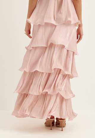 Shimmer Flounce Maxi Skirt