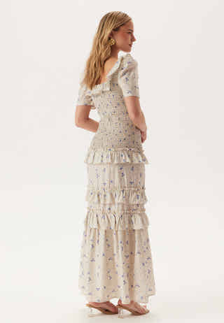 Short Sleeve Frill Maxi Dress