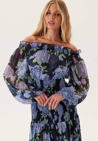 Smock Off Shoulder Maxi Dress