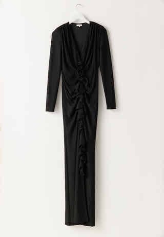 Sparkling Low V-neck  Slit Gown