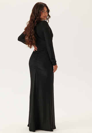 Sparkling Low V-neck  Slit Gown