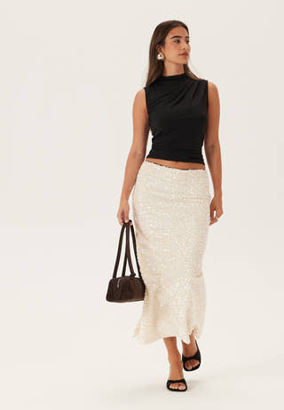 Straight Ankle Sequin Skirt
