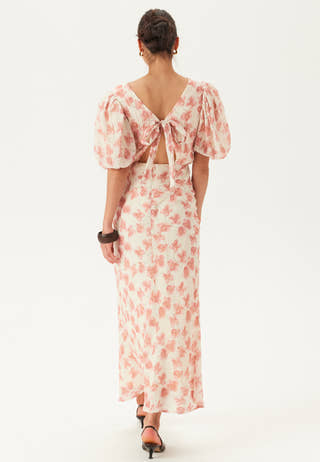 Structured Puff Sleeve Ankle Dress