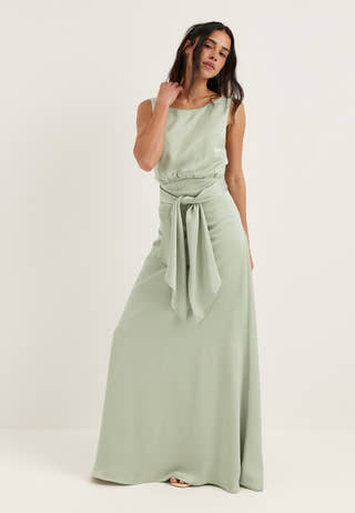 Tie Back Shawl Satin Dress
