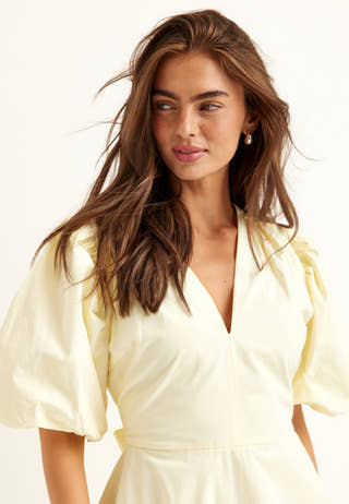 V-neck Bubble Hem Short Dress