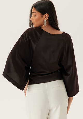 Wide Sleeve Satin Blouse