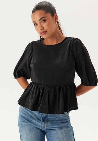 Round Neck Puff Sleeve Blouse