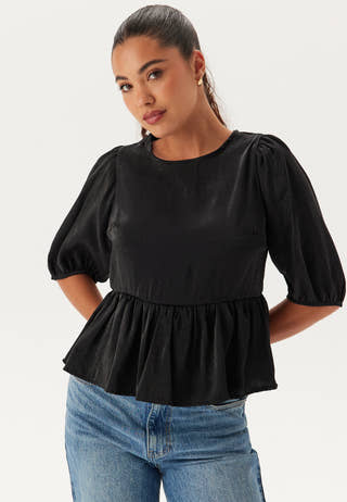 Round Neck Puff Sleeve Blouse