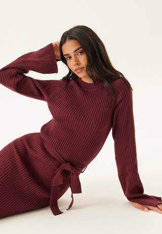 Round Neck Rib Knitted Maxi Dress