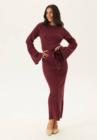Round Neck Rib Knitted Maxi Dress