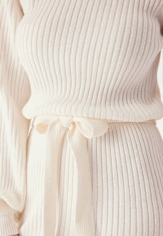 Round Neck Rib Knitted Midi Dress