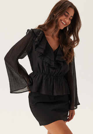 Ruffle Wide Sleeve Blouse