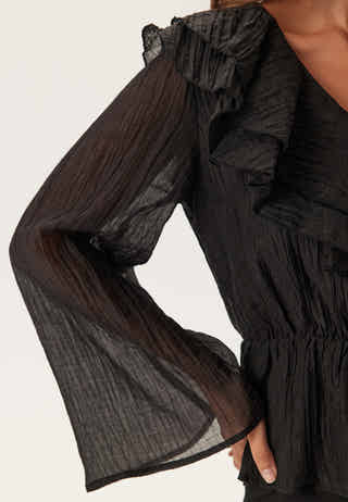 Ruffle Wide Sleeve Blouse