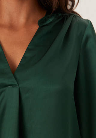 Satin Puff Sleeve Blouse