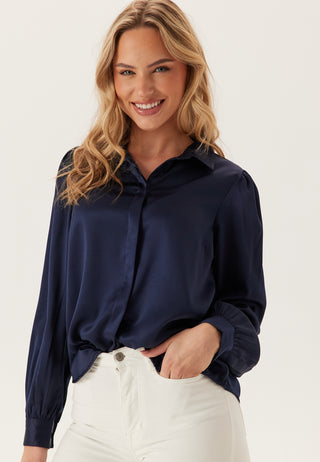 Satin Puff Sleeve Shirt