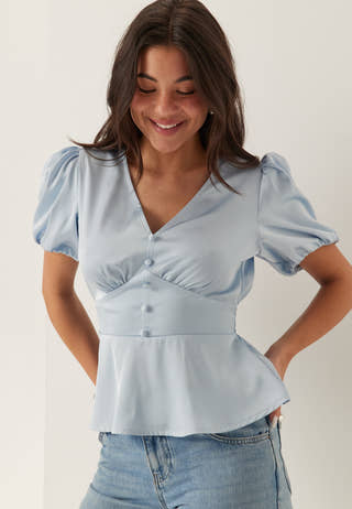 Satin Short Sleeve Blouse