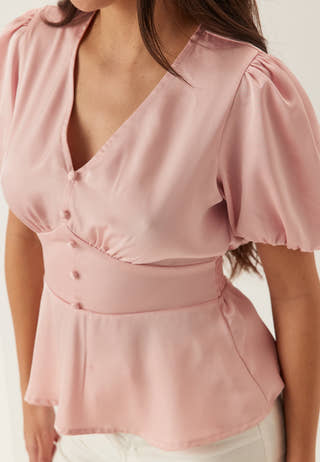 Satin Short Sleeve Blouse