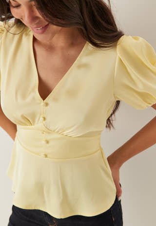 Satin Short Sleeve Blouse