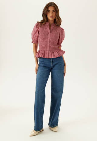 Short Sleeve Cotton Smock Blouse