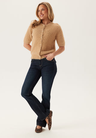 Short Sleeve Fluffy Knitted Cardigan