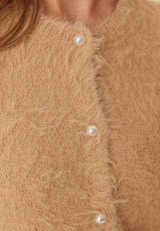 Short Sleeve Fluffy Knitted Cardigan