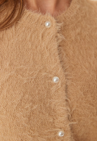 Short Sleeve Fluffy Knitted Cardigan