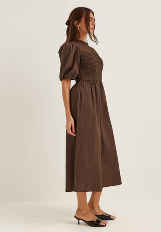 Smock Short Sleeve Cotton Dress